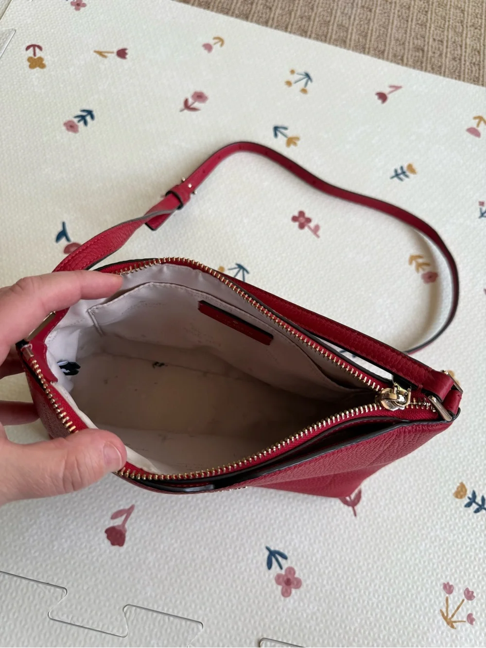 kate spade Red Pebbled Leather Crossbody with Adjustable Strap